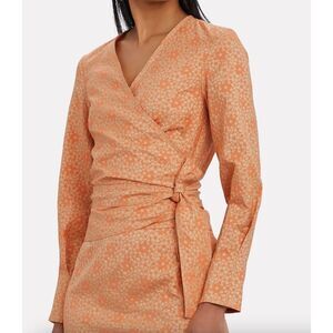 SAMSØE SAMSØE Luna Jacquard Wrap‎ Blouse Orange Sz Medium